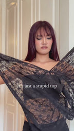Black Lace Draped Top