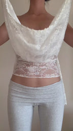 White lace multi way top