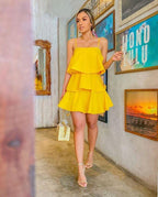 Yellow 3-tiered dress