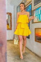 Yellow 3-tiered dress